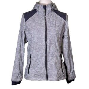 Free Country Women's‎ Gray Hooded Zip Faux Fur Lining Jacket Utility Outdoor Med
